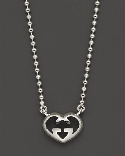 gucci silver heart necklace|gucci sterling silver heart necklace.